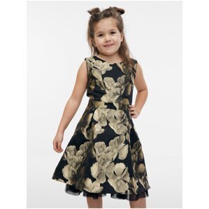Zlato-čierne dievčenské kvetované šaty ORSAY
