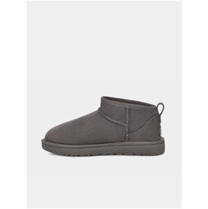 Šedé dámske nízke semišové válenky UGG Classic Ultra Mini Boot