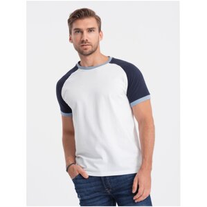 Modro-biele pánske tričko Ombre Clothing Reglan