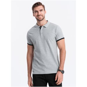 Šedé pánske polo tričko Ombre Clothing