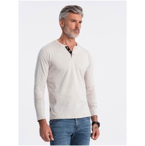 Svetlosivé pánske tričko s gombíkmi Ombre Clothing HENLEY