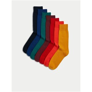 Sada siedmich párov pánskych ponožiek v žltej, oranžovej, červenej, vínovej, zelenej, modrej a čiernej farbe Marks & Spencer Cool & Fresh™