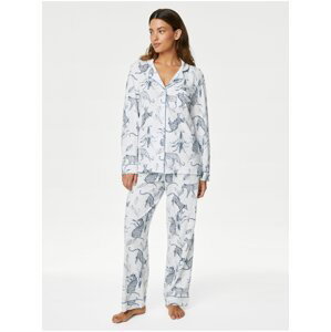 Modro-biele dámske vzorované pyžamo Marks & Spencer