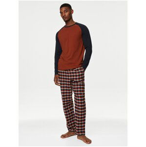 Hnedé pánske kockované pyžamo Marks & Spencer