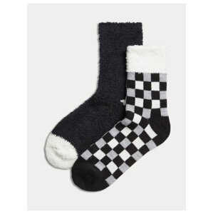 Sada dvoch párov dámskych ponožiek v čiernej a bielej farbe Marks & Spencer