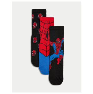 Sada troch párov chlapčenských ponožiek v čiernej, modrej a červenej farbe Marks & Spencer Spider-Man™