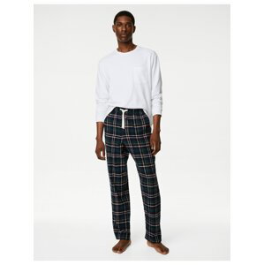 Tmavozelené pánske kockované pyžamové nohavice Marks & Spencer