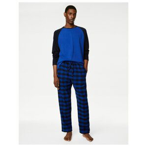 Modré pánske kockované pyžamo Marks & Spencer
