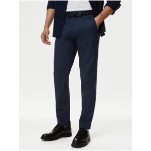 Tmavomodré pánske slim fit chino nohavice Marks & Spencer