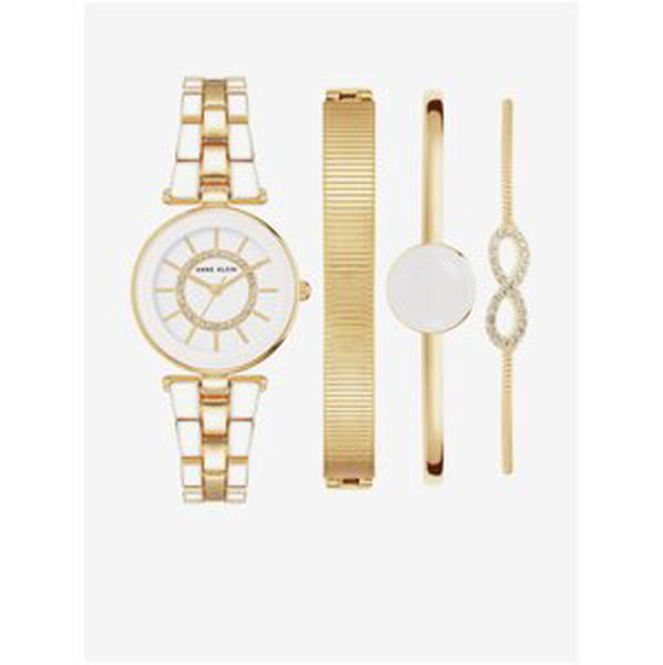 Darčeková sada hodiniek a náramkov v zlatej farbe Anne Klein