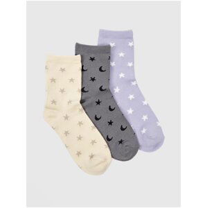 Súprava troch párov dievčenských ponožiek v šedej a krémovej farbe GAP
