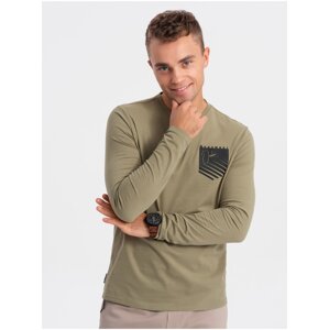 Khaki pánske tričko Ombre Clothing