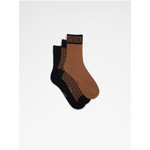 Súprava troch pánskych ponožiek v hnedej a čiernej farbe ALDO Deranna