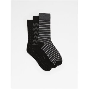 Súprava troch párov pánskych vzorovaných ponožiek v šedej a čiernej farbe ALDO Brirash