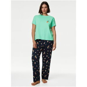 Modro-zelené dámske pyžamo s potlačou Marks & Spencer