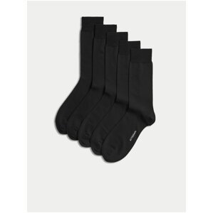 Súprava piatich párov pánskych ponožiek v čiernej farbe Marks & Spencer