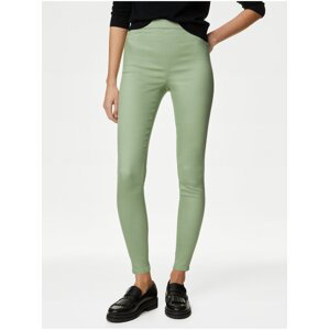 Svetlo zelené dámske skinny fit džínsy s vysokým pásom Marks & Spencer