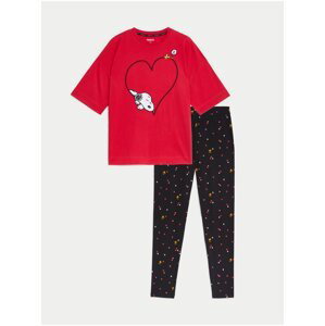 Čierno-červené dámske pyžamo Marks & Spencer Snoopy™