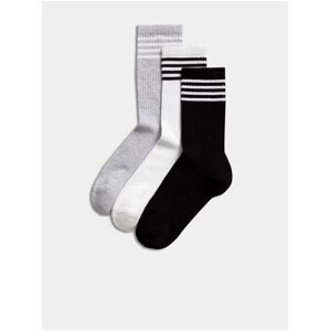 Sada troch párov dámskych ponožiek v čiernej, bielej a šedej farbe Marks & Spencer