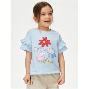 Svetlomodré dievčenské tričko s volánikmi Marks & Spencer Prasiatko Peppa™