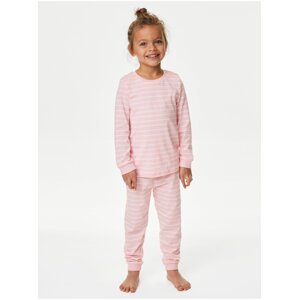 Ružové dievčenské pruhované pyžamo Marks & Spencer