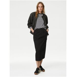 Čierna dámska midi sukňa s vreckami Marks & Spencer