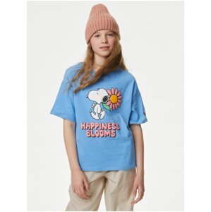 Modré dievčenské tričko s potlačou Marks & Spencer Snoopy™