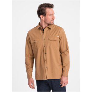 Hnedá pánska košeľa Ombre Clothing