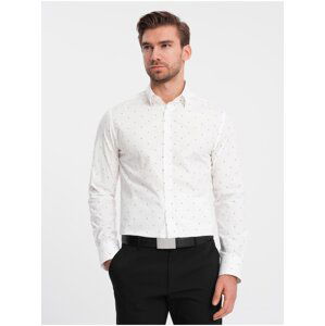 Biela pánska vzorovaná košeľa Ombre Clothing