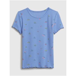 Modré dievčenské kvetované tričko GAP