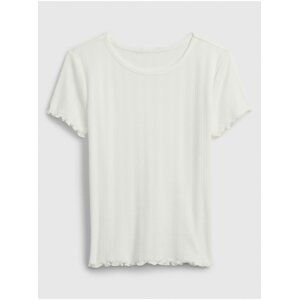 Biele dievčenské rebrované tričko GAP