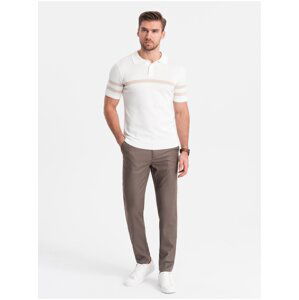 Hnedé pánske slim fit chino nohavice Ombre Clothing