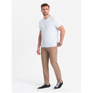 Svetlo hnedé pánske slim fit chino nohavice Ombre Clothing