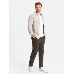 Tmavo zelené pánske chino nohavice Ombre Clothing