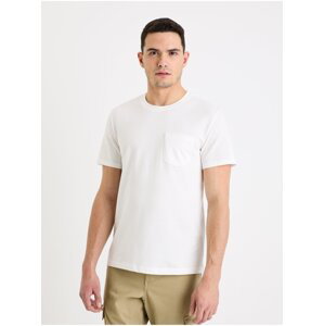 Biele pánske basic tričko Celio Gepik
