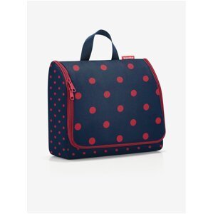 Tmavomodrá dámska bodkovaná kozmetická taška Reisenthel Toiletbag XL Mixed Dots Red