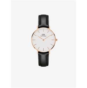 Čierne unisex kožené hodinky Daniel Wellington Petite