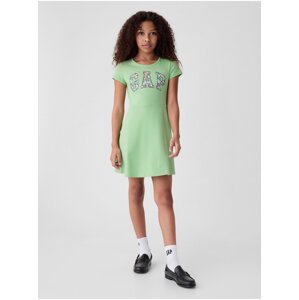 Svetlo zelené dievčenské šaty s logom GAP