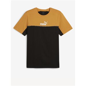 Horčicovo-čierne pánske tričko Puma ESS BLOCK x TAPE Tee