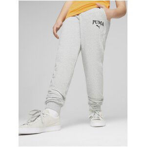 Svetlosivé chlapčenské žíhané tepláky Puma Squad Sweatpants