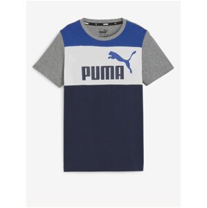 Modro-sivé chlapčenské tričko Puma ESS Block Tee