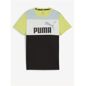 Čierno-zelené chlapčenské tričko Puma ESS Block Tee