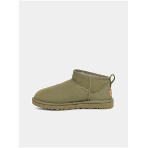 Zelené dámske semišové snehule UGG Classic Ultra Mini