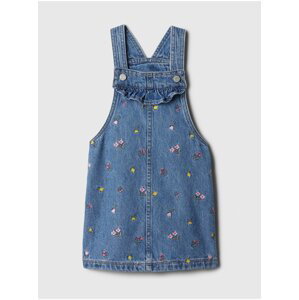 Modré dievčenské kvetované rifľové šaty s trakmi GAP