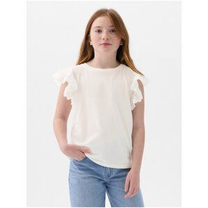 Biele dievčenské tričko s volánmi GAP