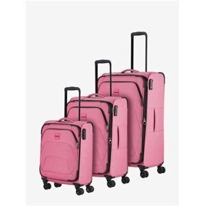 Súprava troch cestovných kufrov v ružovej farbe Travelite Adria S,M,L Rose