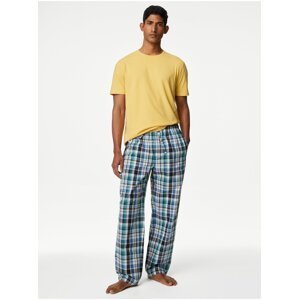 Modro-žlté pánske kockované pyžamo Marks & Spencer