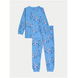Modré dievčenské pyžamo s motívom jednorožca Marks & Spencer