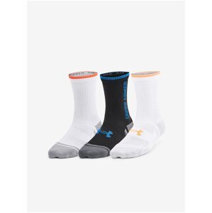 Súprava troch párov detských športových ponožiek v bielej a čiernej farbe Under Armour Y UA Perform Tech 3p Crew