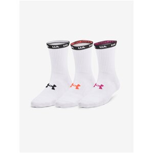 Súprava troch dámskych športových ponožiek v bielej farbe Under Armour UA Essential Nv Mid Crew 3pk